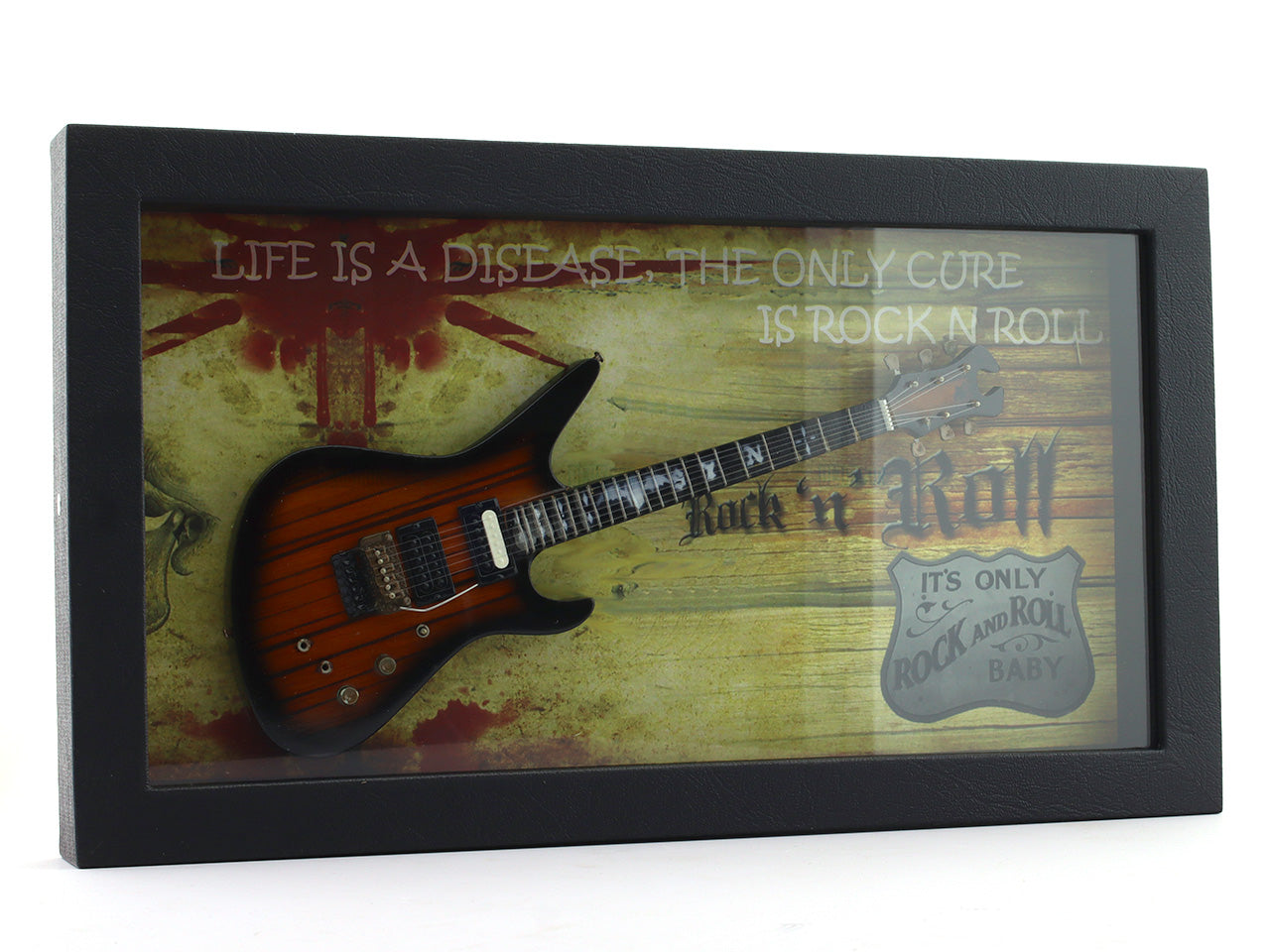 Rock and Roll 3D Frame with Miniature Guitar | Bar & Music Wall Décor Gift India