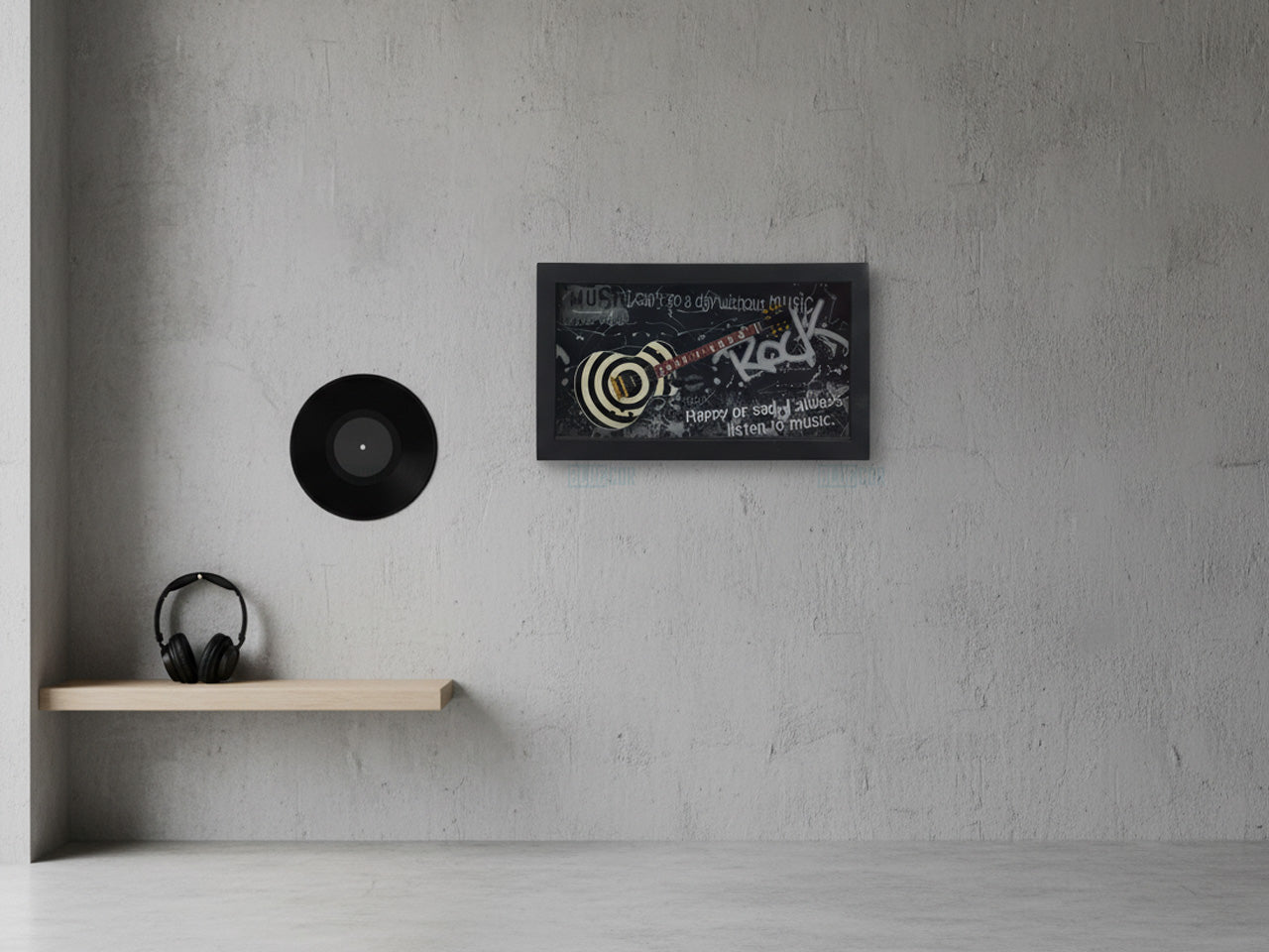 Rock Music Guitar 3D Frame with Miniature Guitar | Bar & Music Wall Décor Gift India